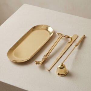 Kit cuidado velas dorado con bandeja